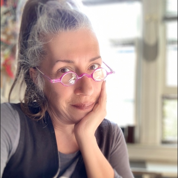 Itty Bitty +1.00 Reading Glasses Round Little Small Cheaters Magenta Pinkish - Picture 7 of 16